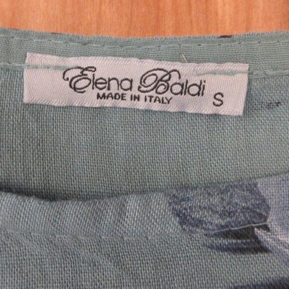 ELENA BALDI Linen Floral Print Flutter Sleeve Blouse Size S Relaxed Fit Boxy Top - Picture 3 of 7